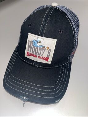 Pukka Woody's Seafood Saloon Navy Mesh-Back Trucker Hat